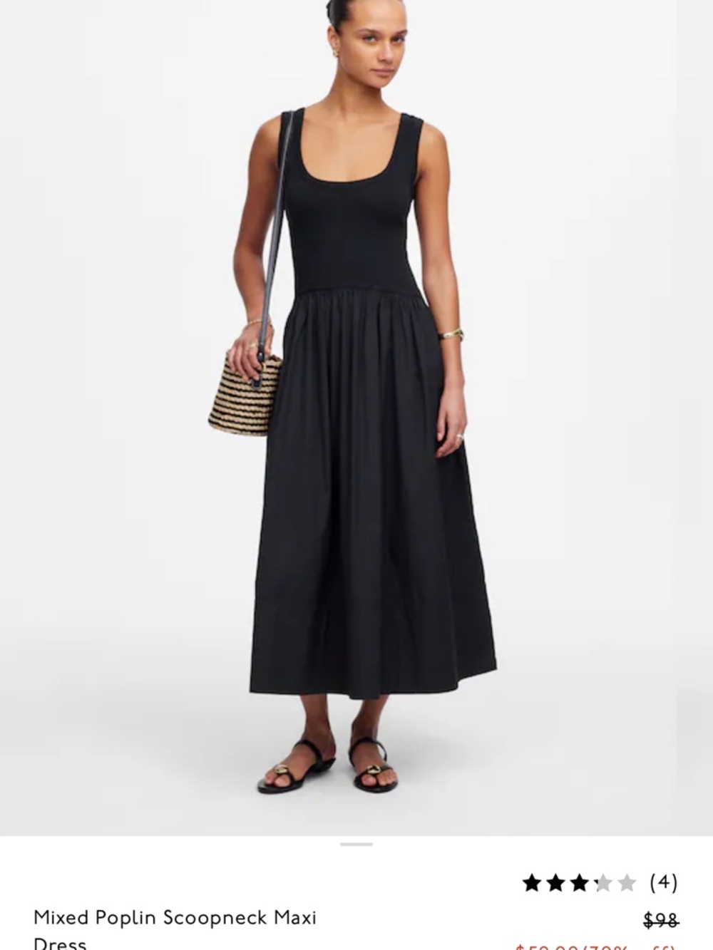 Madewell NWT scoop neck maxi Sleeveless dress jet black women’s size small